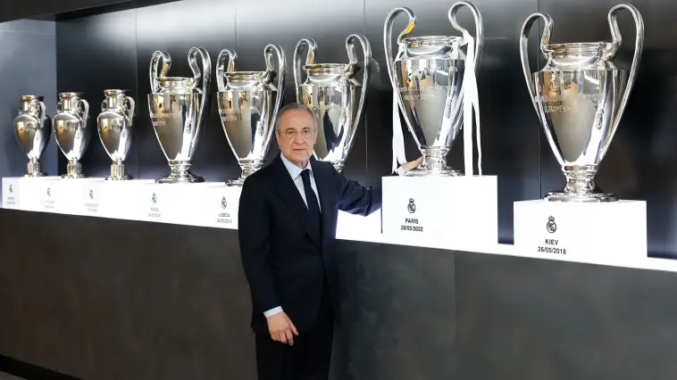 Sous la présidence de Florentino Pérez, combien de fois le Real Madrid a-t-il remporté la Ligue des champions de l'UEFA entre 2014 et 2018 ?